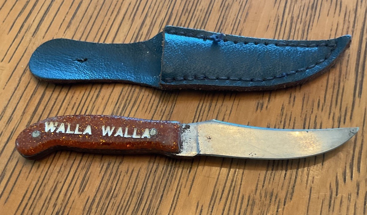 Walla Walla Washington Souvenir Miniature Knife & Leather Case Unbranded Old