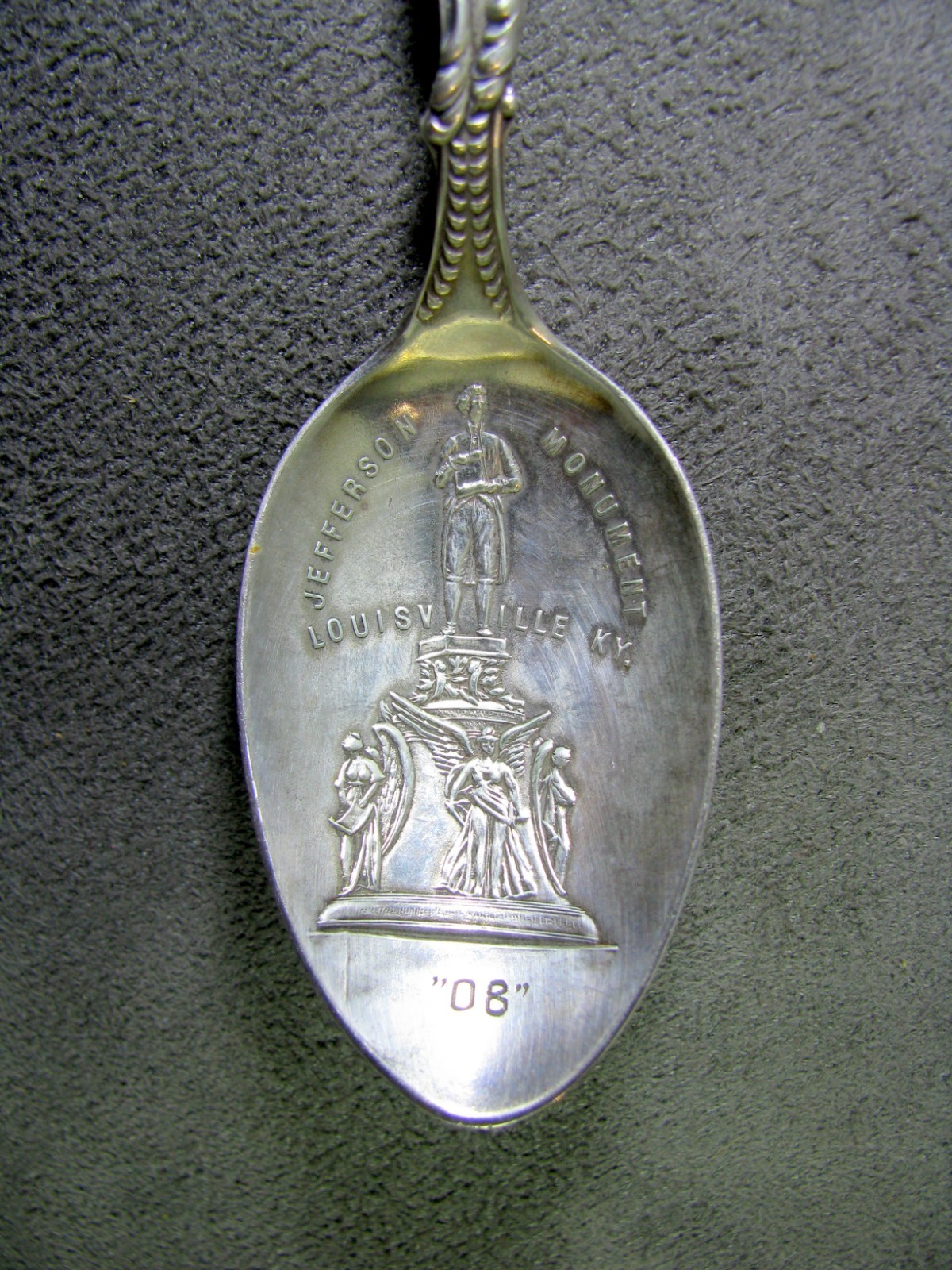 Excellent Jefferson Memorial Sterling Silver Louisville Kentucky Souvenir Spoon