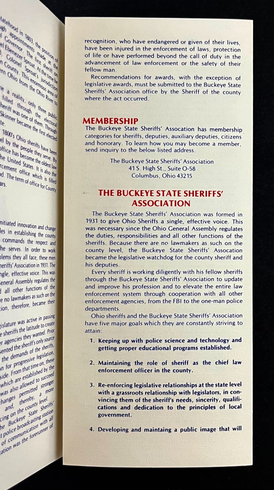 1970s Columbus Ohio Buckeye State Sheriff’s Assoc James Irwin Vintage Brochure