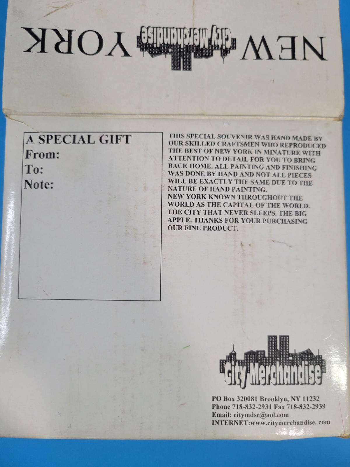 New York City Skyline Model Statue Souvenir Empire State Twin Towers