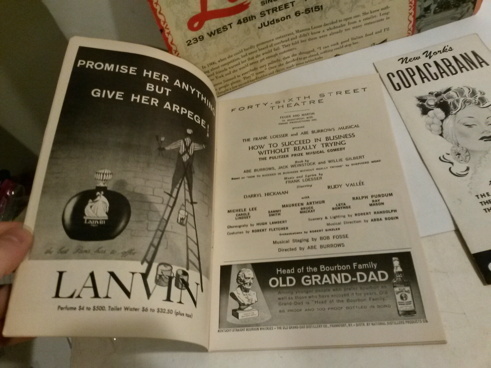 NY Mamma Leones Playbill Business Trying Vallee Copacabana lot 3 brochures 60s