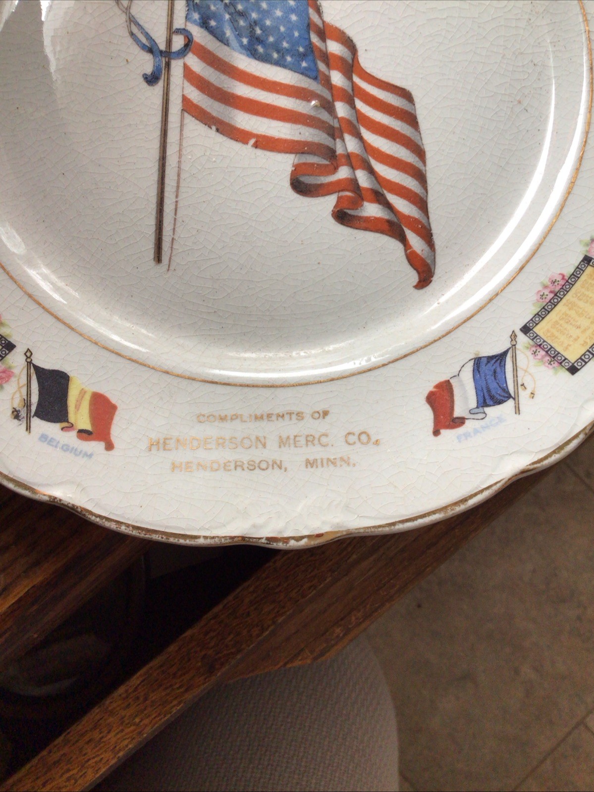 9.25” Calendar plate Henderson mercantile co Minn Minnesota Mn 1919 WW1 Adv