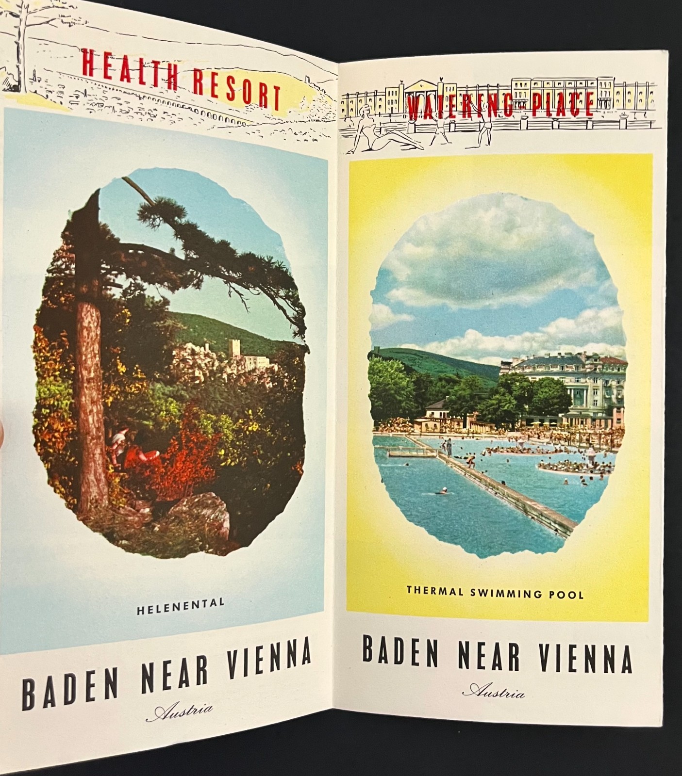 1959 Baden Austria Anti-Rheumatic Spa Hotels Music Tourist VTG Travel Brochures