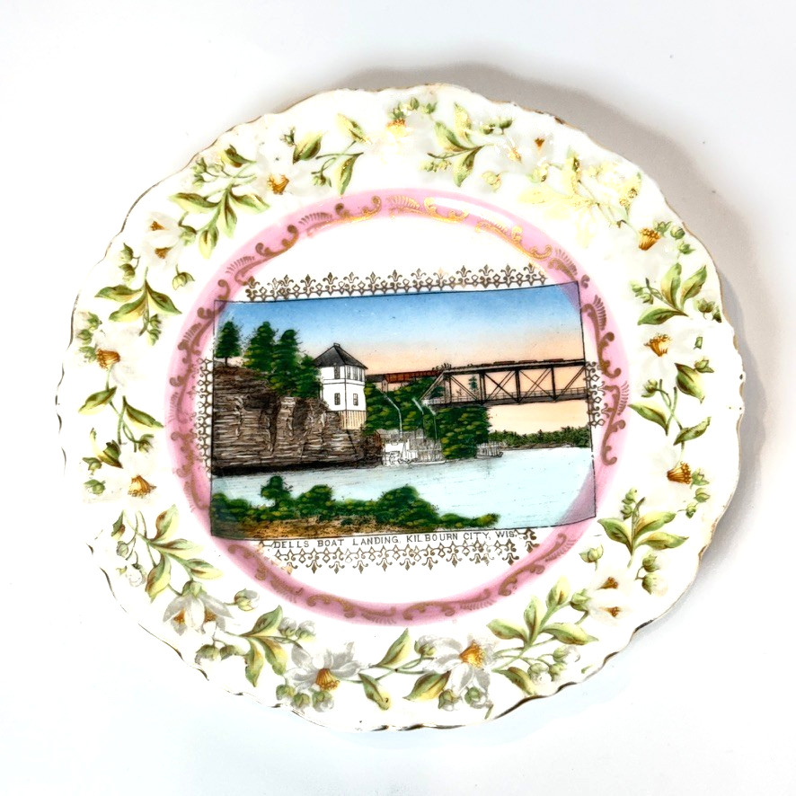 KILBOURN CITY Dells Landing Boat WI WISCONSIN Souvenir China TRINKET DISH