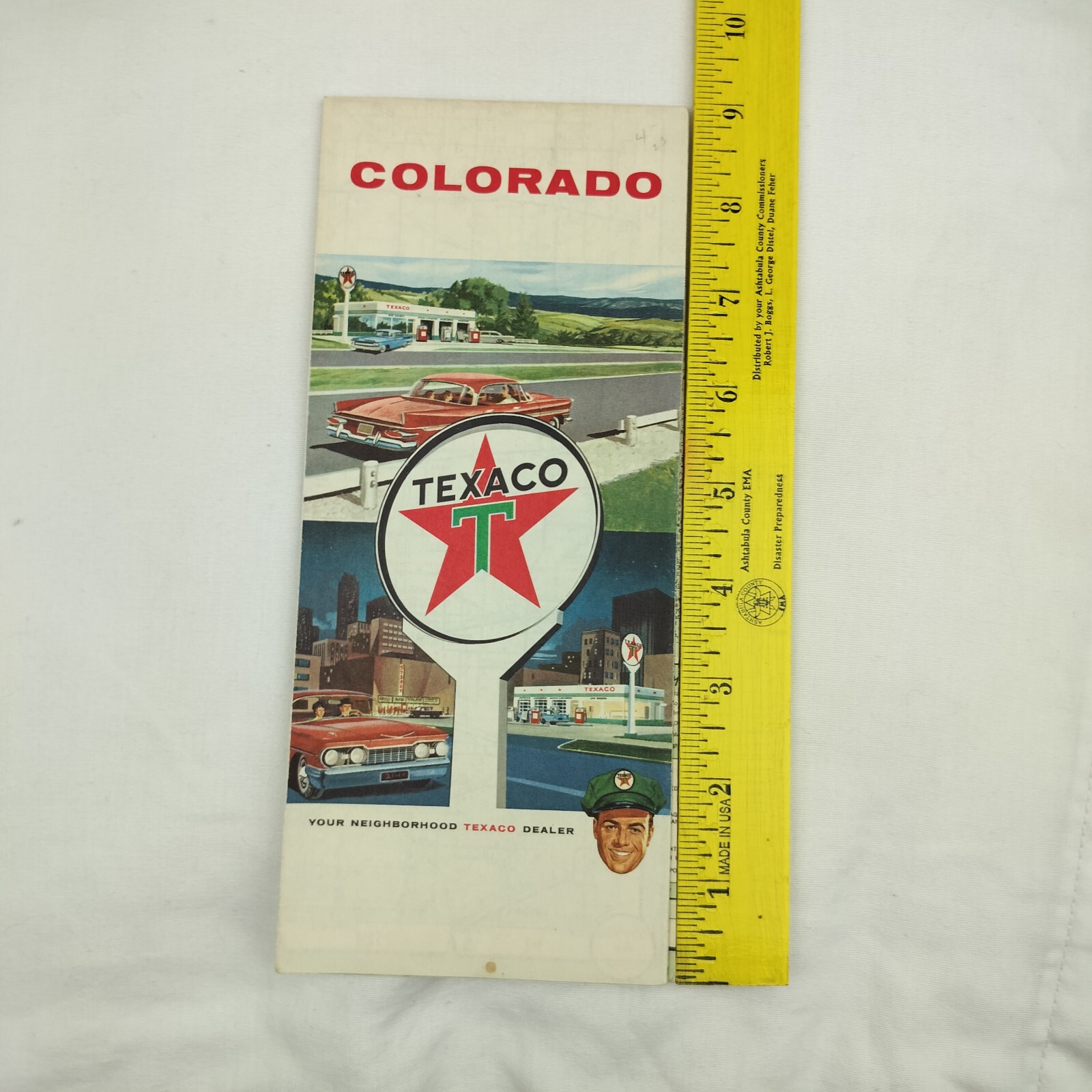 Colorado Texaco Gas Station Vintage Travel Road Trip USA Map Vacation