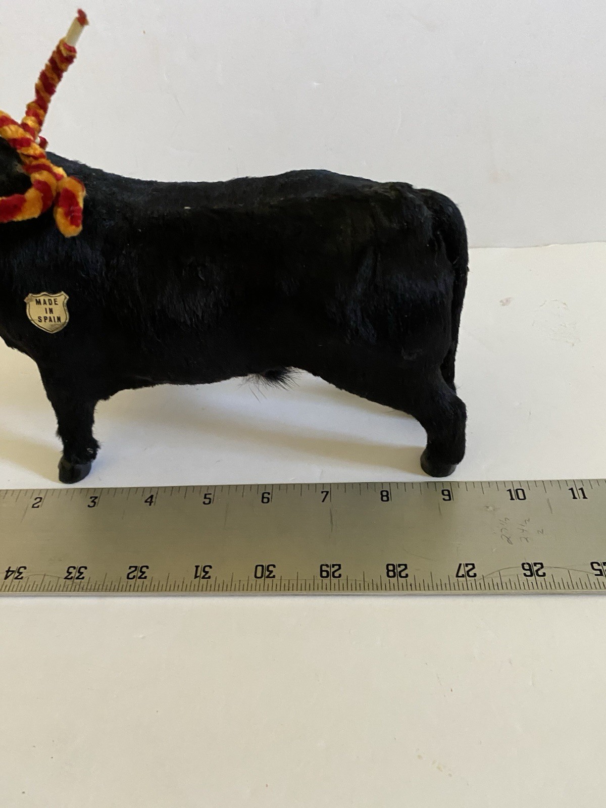 Bull Figurine Plush Black Made in Spain Spanish Souvenir – 6″ Tall, 9” Long