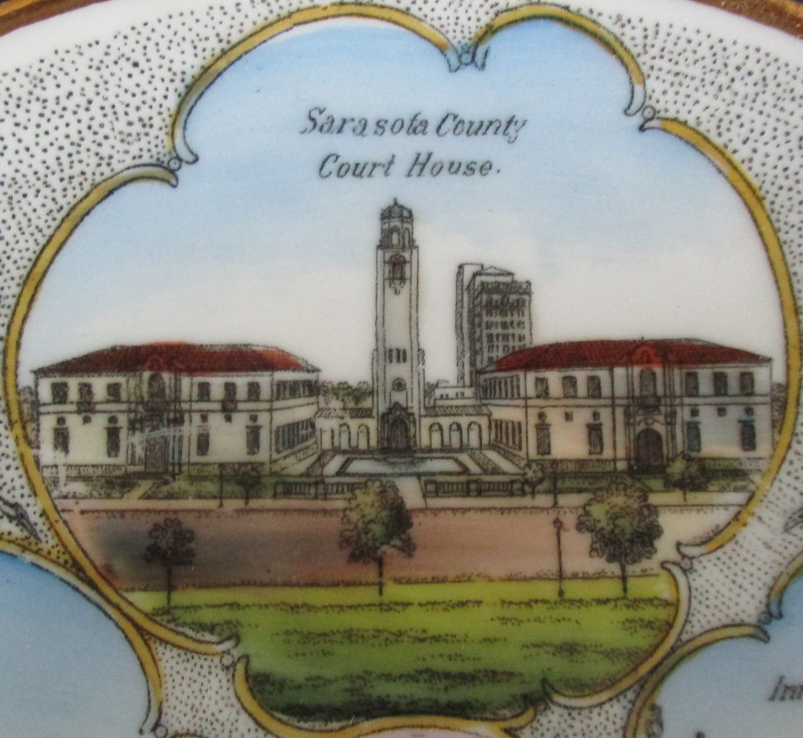 Early 20th Century Souvenir Dish Mira Mar Hotel Ringling Museum Sarasota Florida