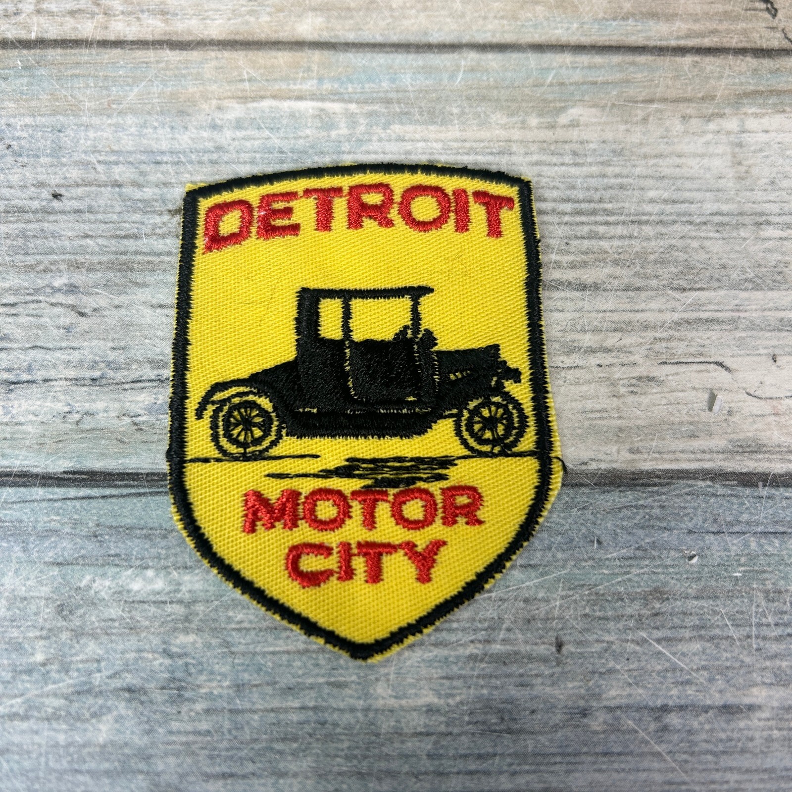 Detroit Motor City Antique Car Automobile Auto Michigan Yellow Embroidered Patch
