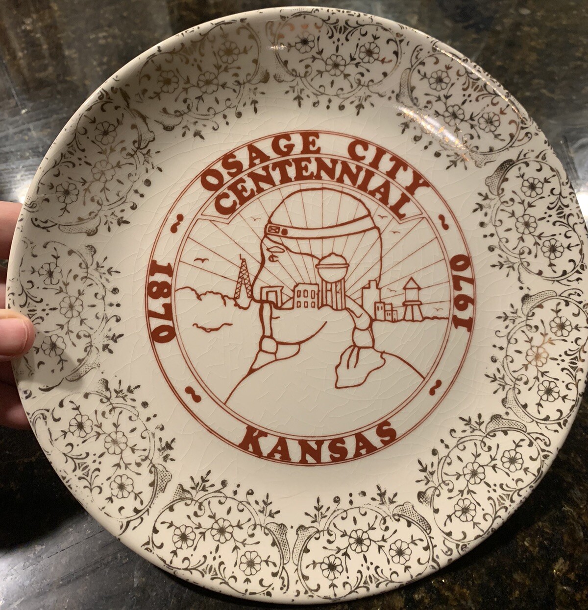 Vintage Souvenir Plate Osage City Kansas Centennial 1870-1970 9Inches