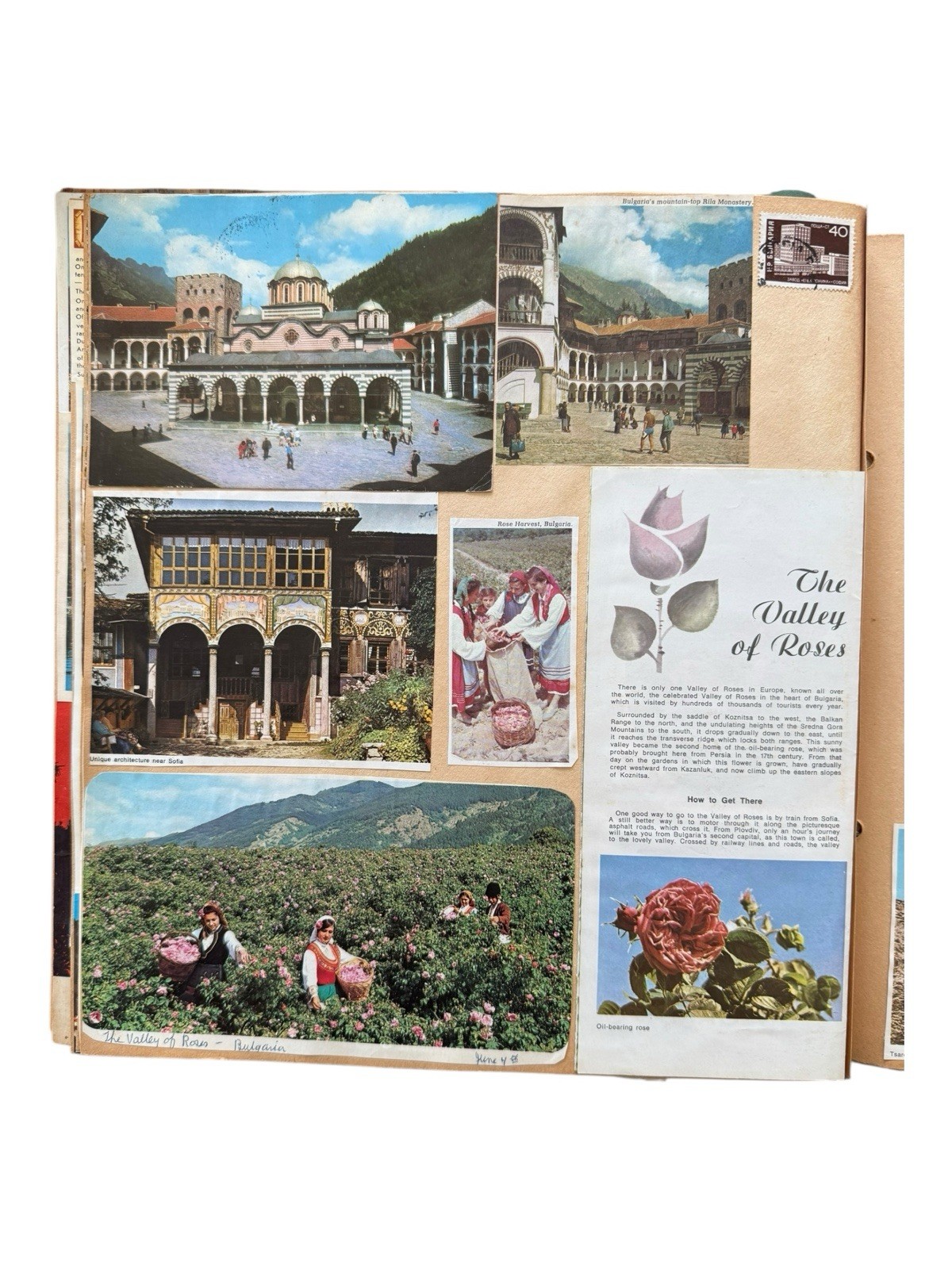 1970’s Eastern Europe & Scandinavia Travel Scrapbook Postcards Stamps Wine Label
