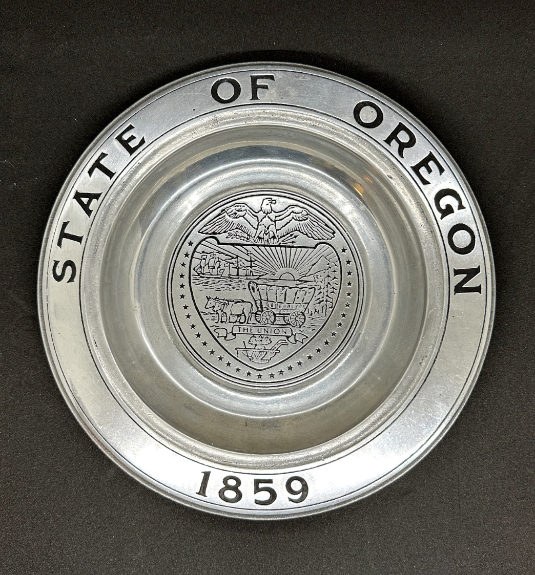 Pewter Plate commemorating “State of Oregon 1859” by Old Mill Ent. VINTAGE