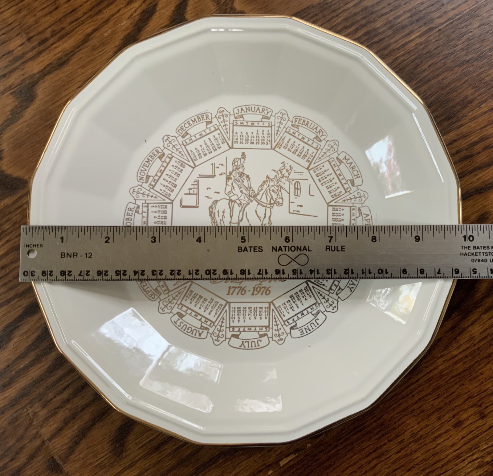 Advertising Bi-Centennial 1776-1976 Calendar Plate G. Washington in NJ Very Good