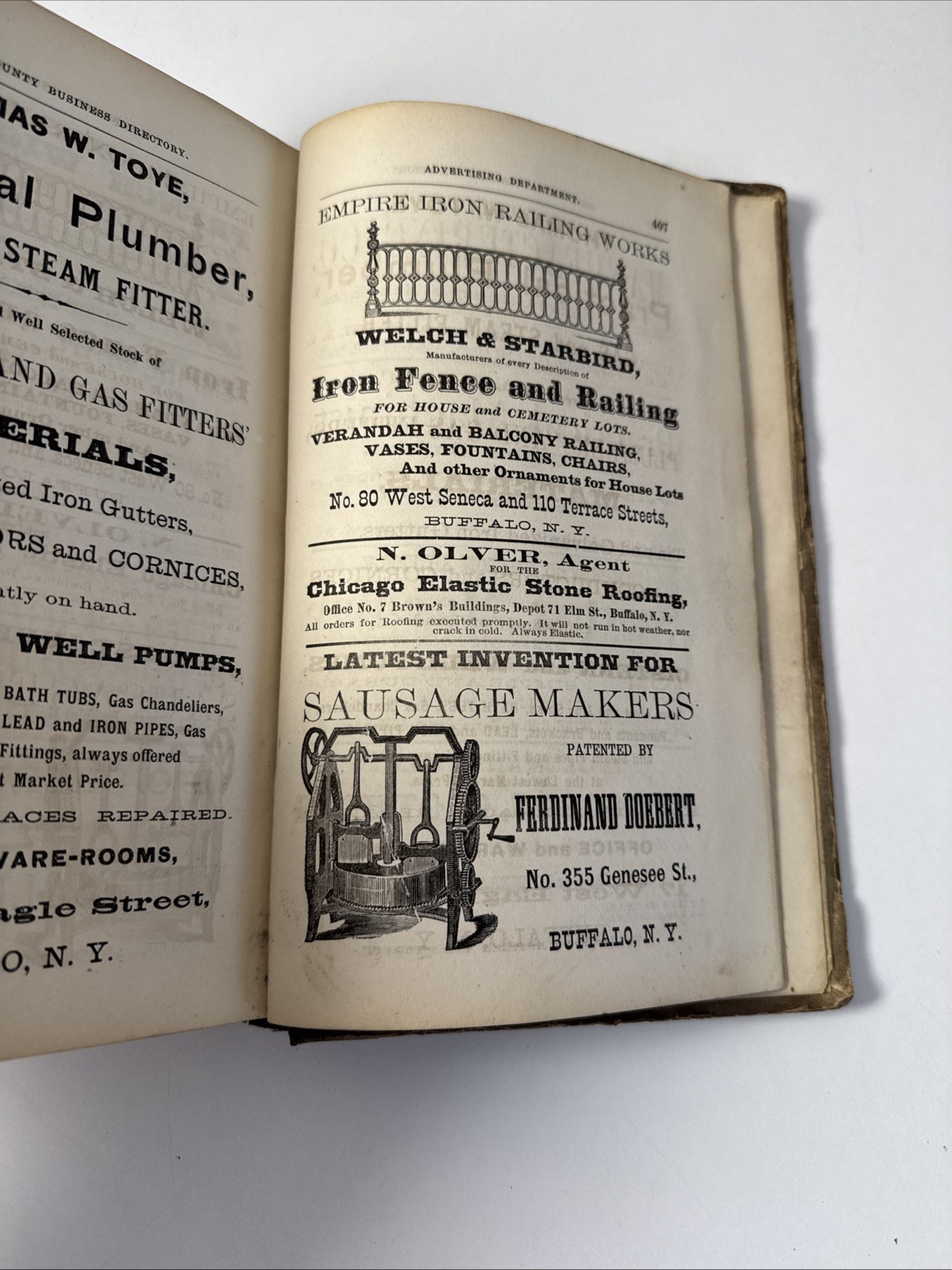 1870 Buffalo & Erie County, New York Directory – Local City History – Antique