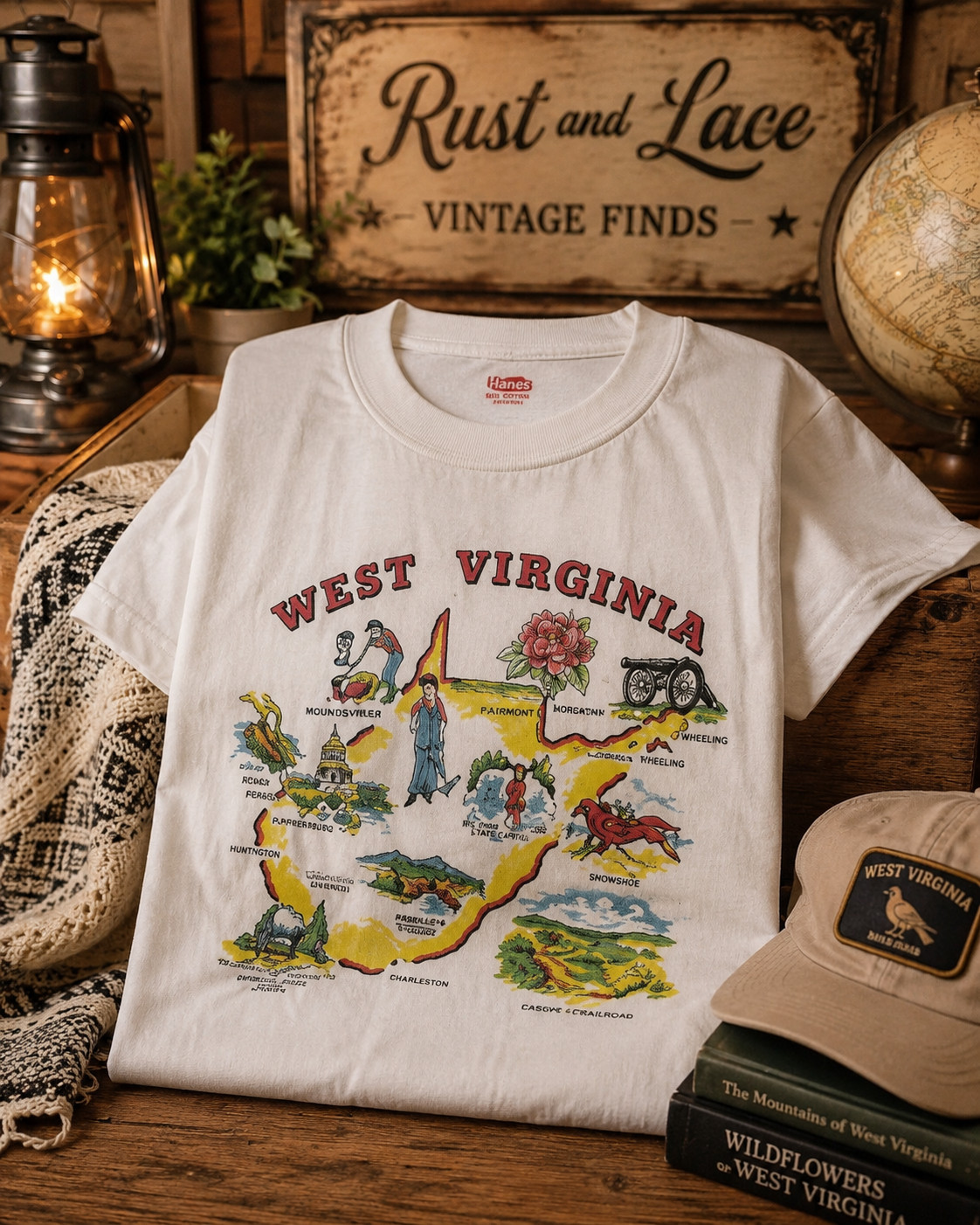 Vintage 70’s West Virginia T Shirt Hanco Kids 6-8 NOS Souvenir