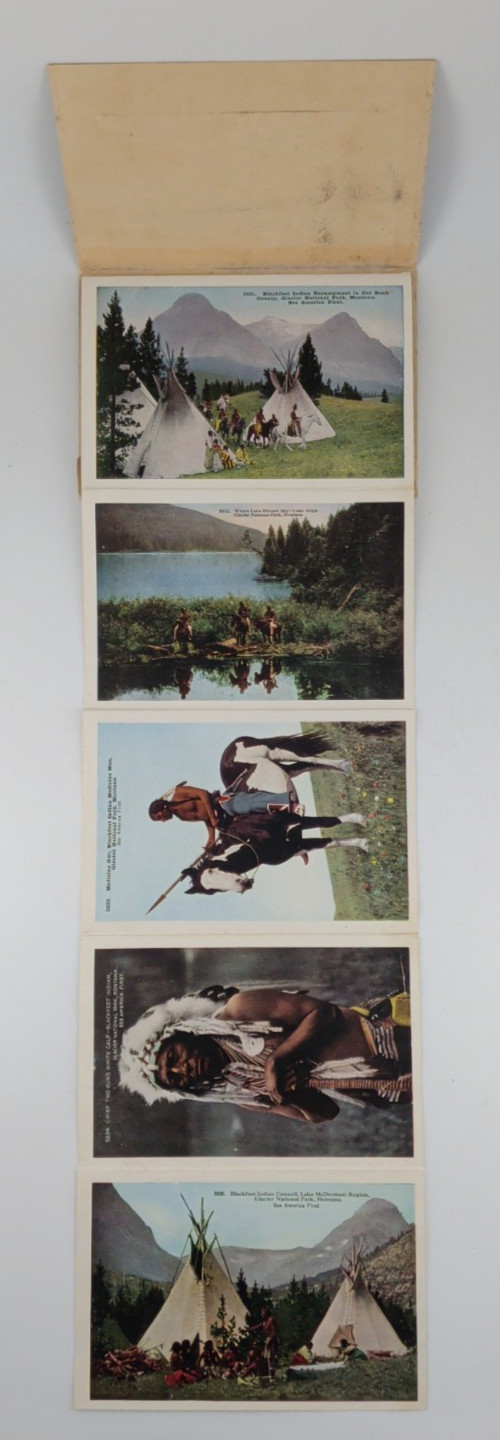 Blackfeet Indians Glacier National Park Souvenir Folder 20 Photos Front & Back