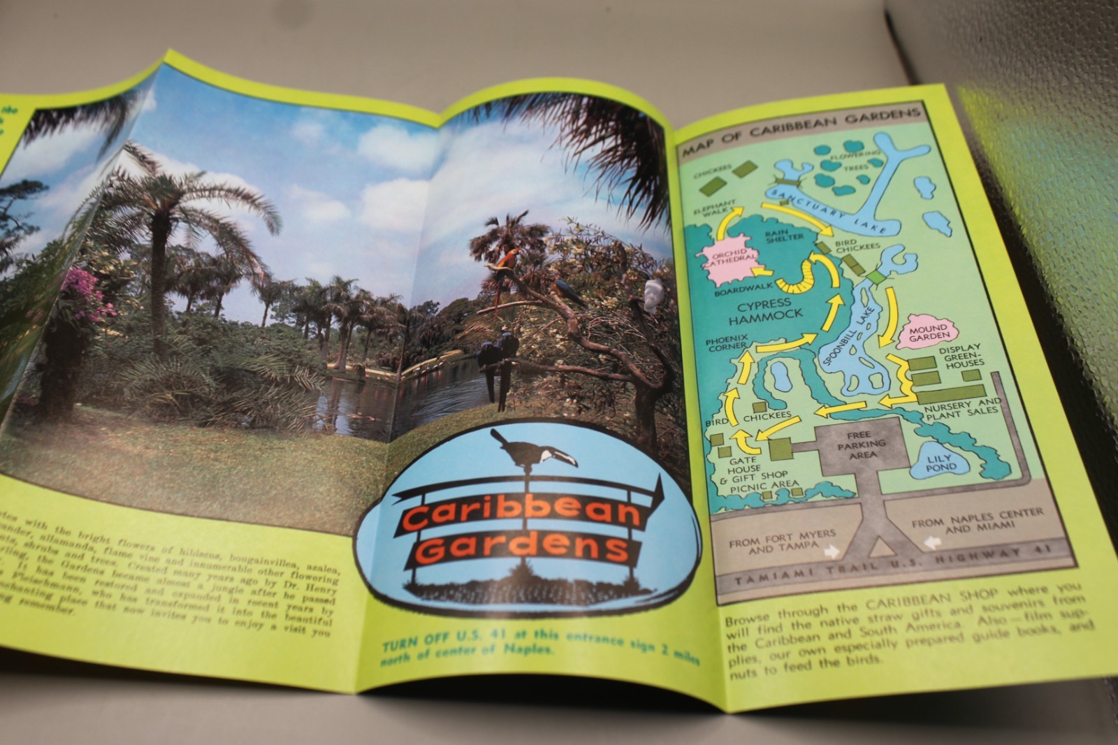 Caribbean Gardens Florida US Route 41 Travel Brochure Vintage