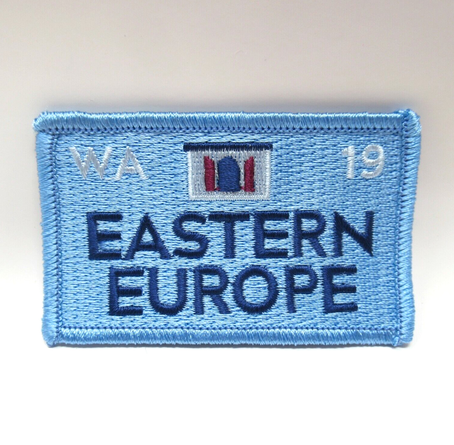 Eastern Europe WA 19 Embroidered Patch Baby Blue Travel Souvenir Vintage Sew On