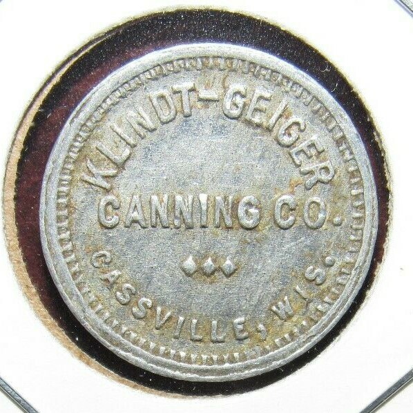 Very Old Klindt-Geiger Canning Co. Cassville, WI 2-1/2c Trade Token – Wisconsin