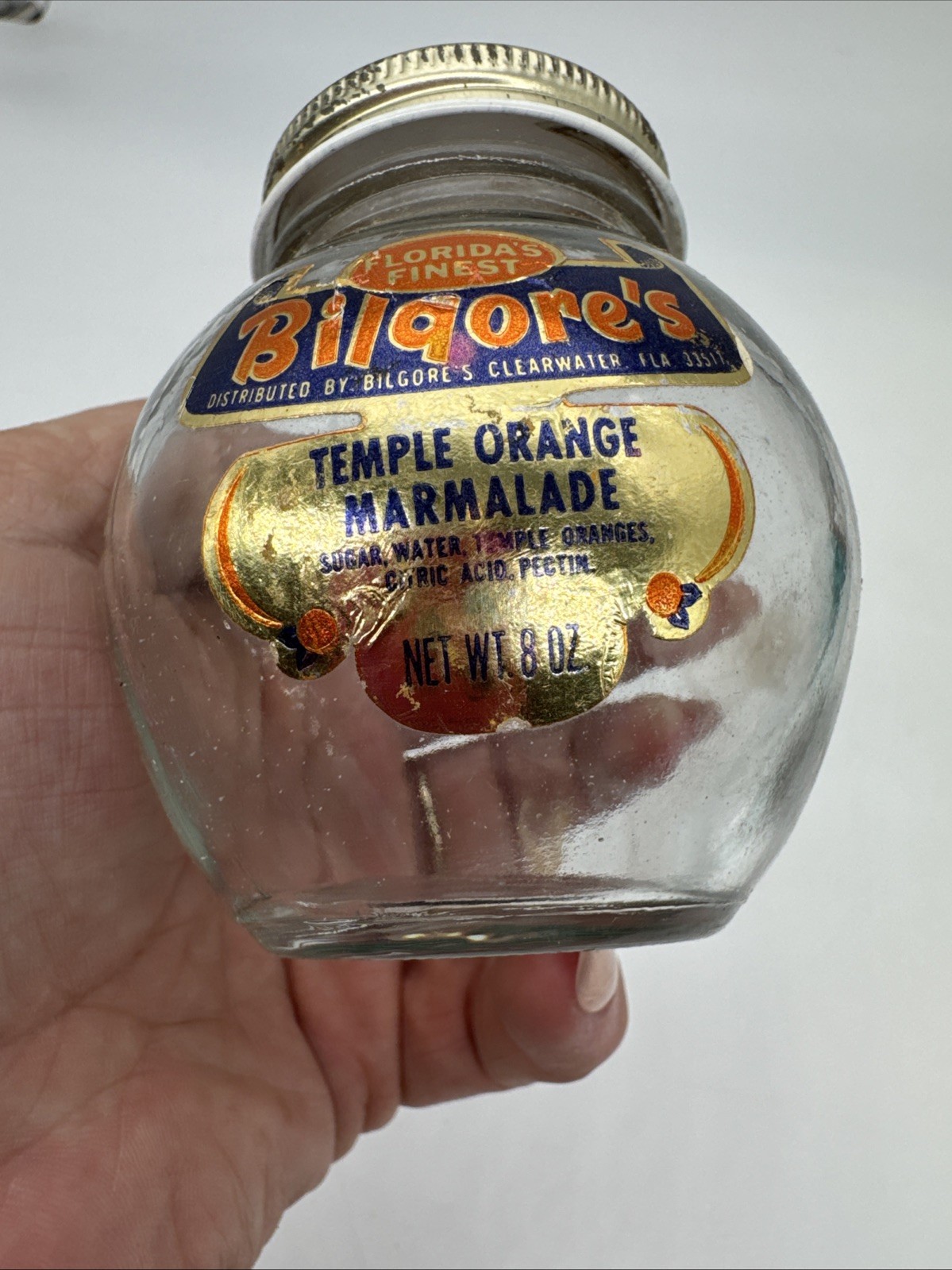 Vintage Bilgore’s Temple Orange Marmalade Clearwater Florida Round Jar