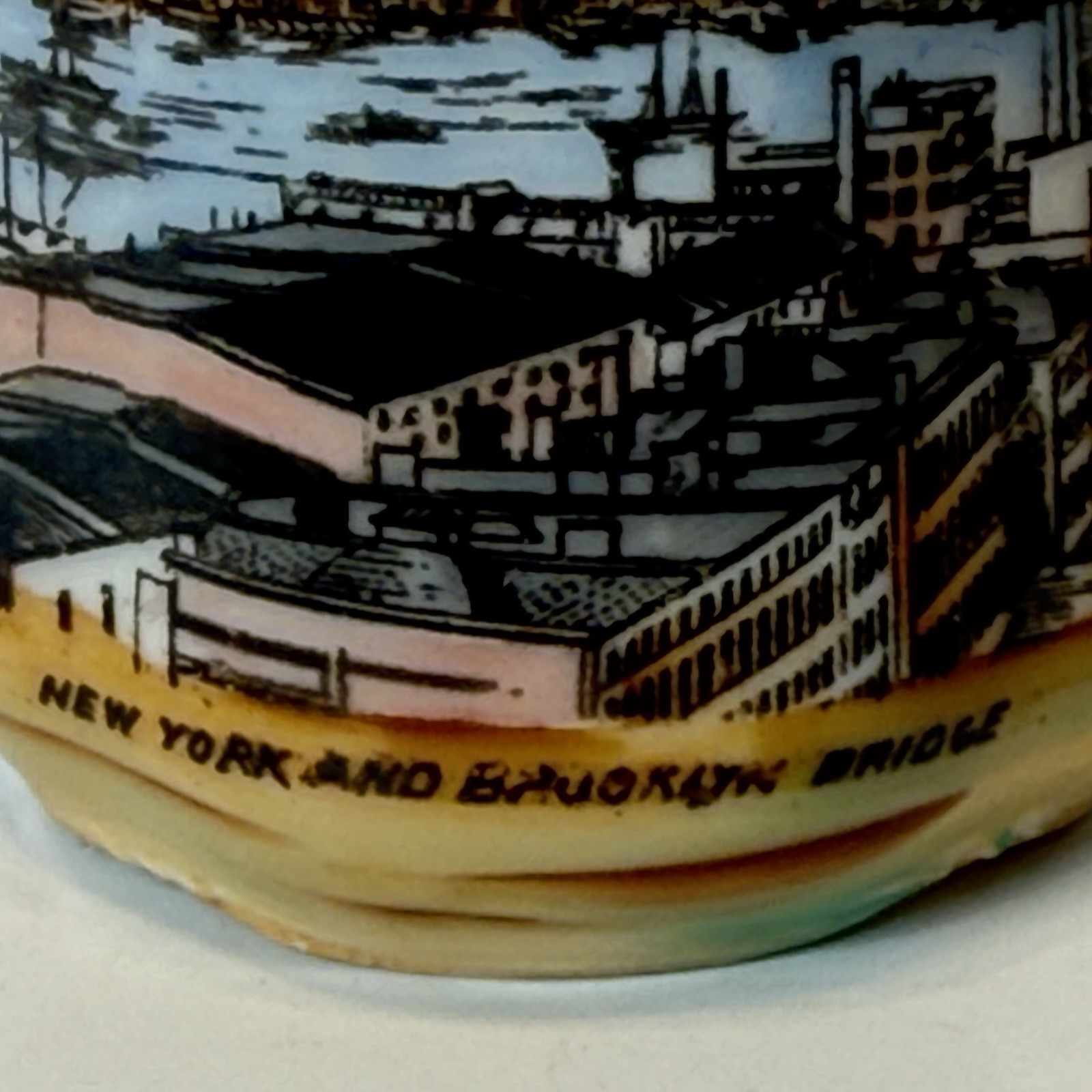 BROOKLYN BRIDGE NY NEW YORK Souvenir Porcelain China Vase Trinket ANTIQUE