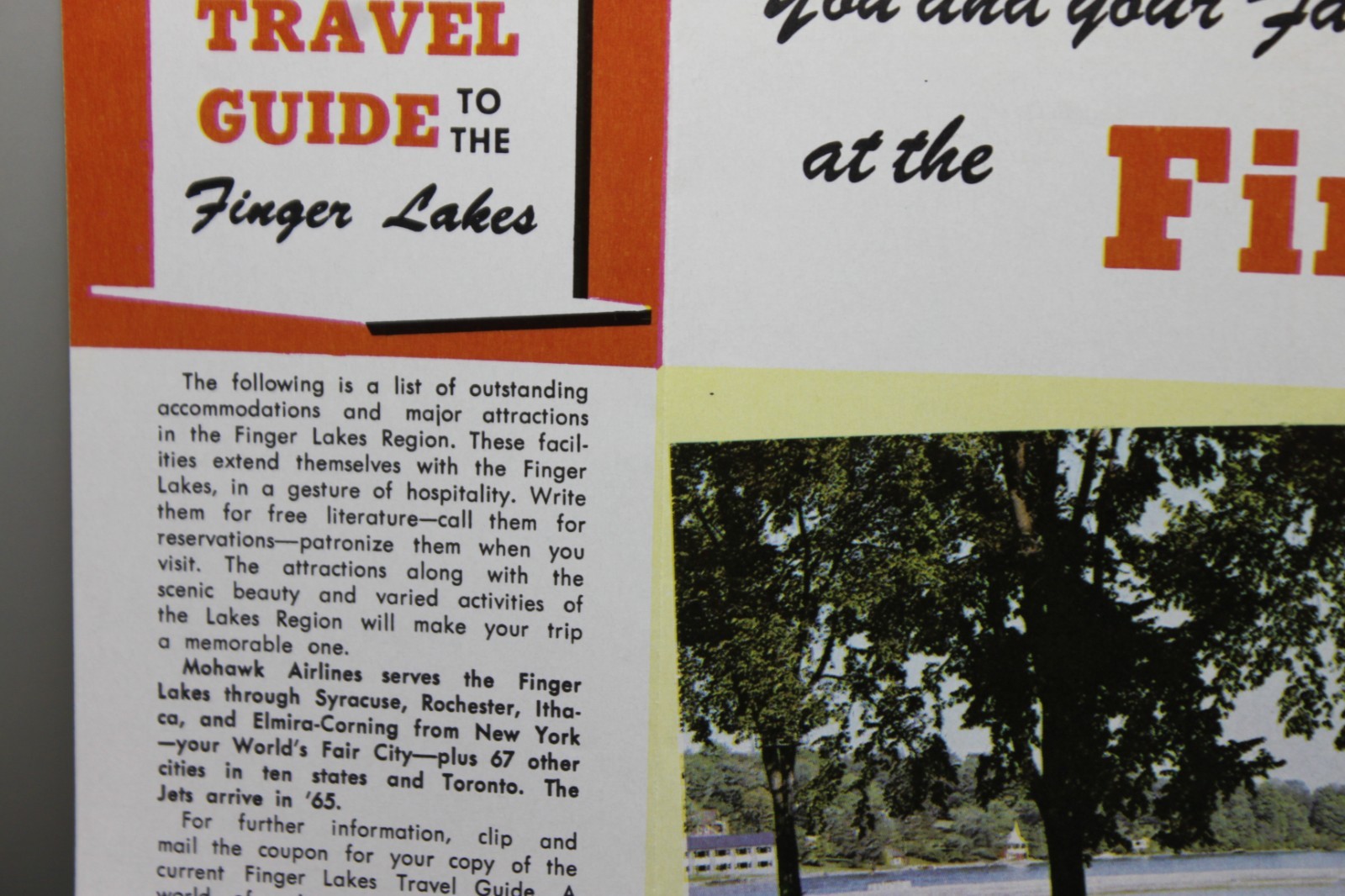 New York Finger Lakes Travel Brochure Map 1950’s