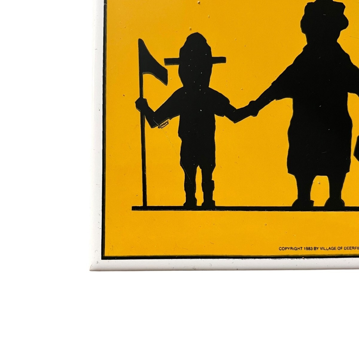 Vintage 1983 Deerfield Illinois Village Souvenir Tile Coaster “Kids Crossing 6×6