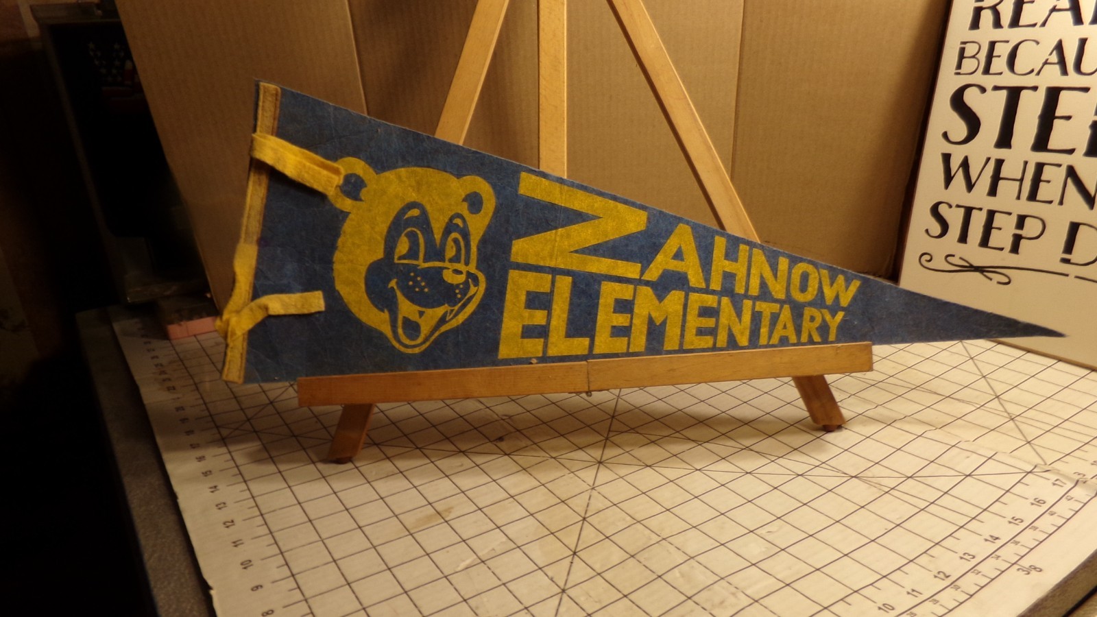 Vintage Zahnow Elementary Mascot Waterloo, Illinois Pennant Souvenir