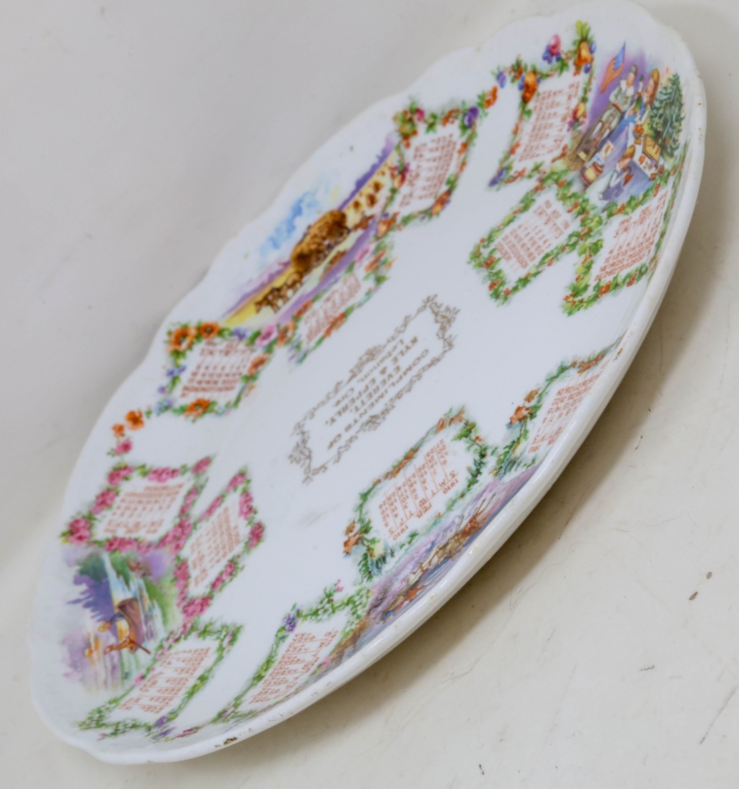 Antique 1910 Advertising Calendar Plate Lebanon Oregon 4-Seasons Homer Laughlin