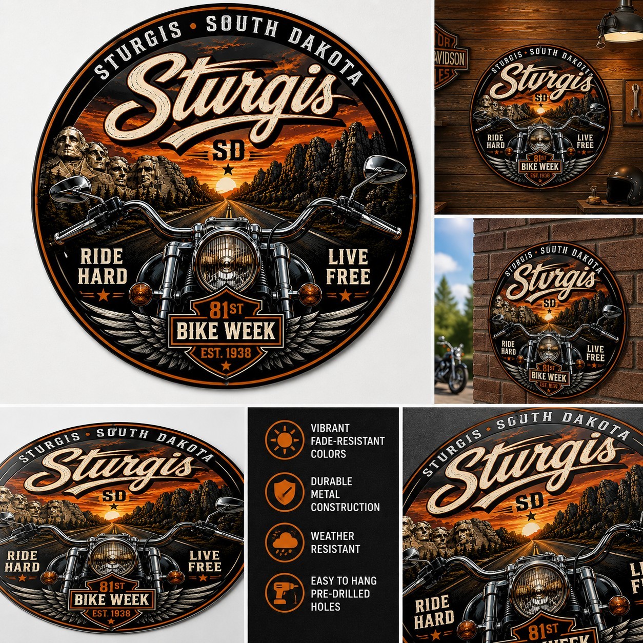 Sturgis – South Dakota Metal Sign. Wall Decor City Limit Sign – Aluminum