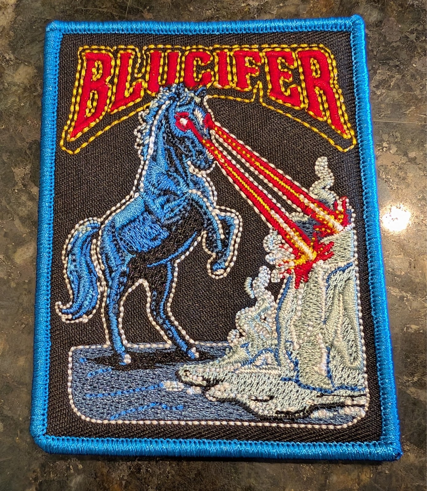 BLUCIFER Embroidered Patch 3×4″ – Anti ICE – Hook Fastener