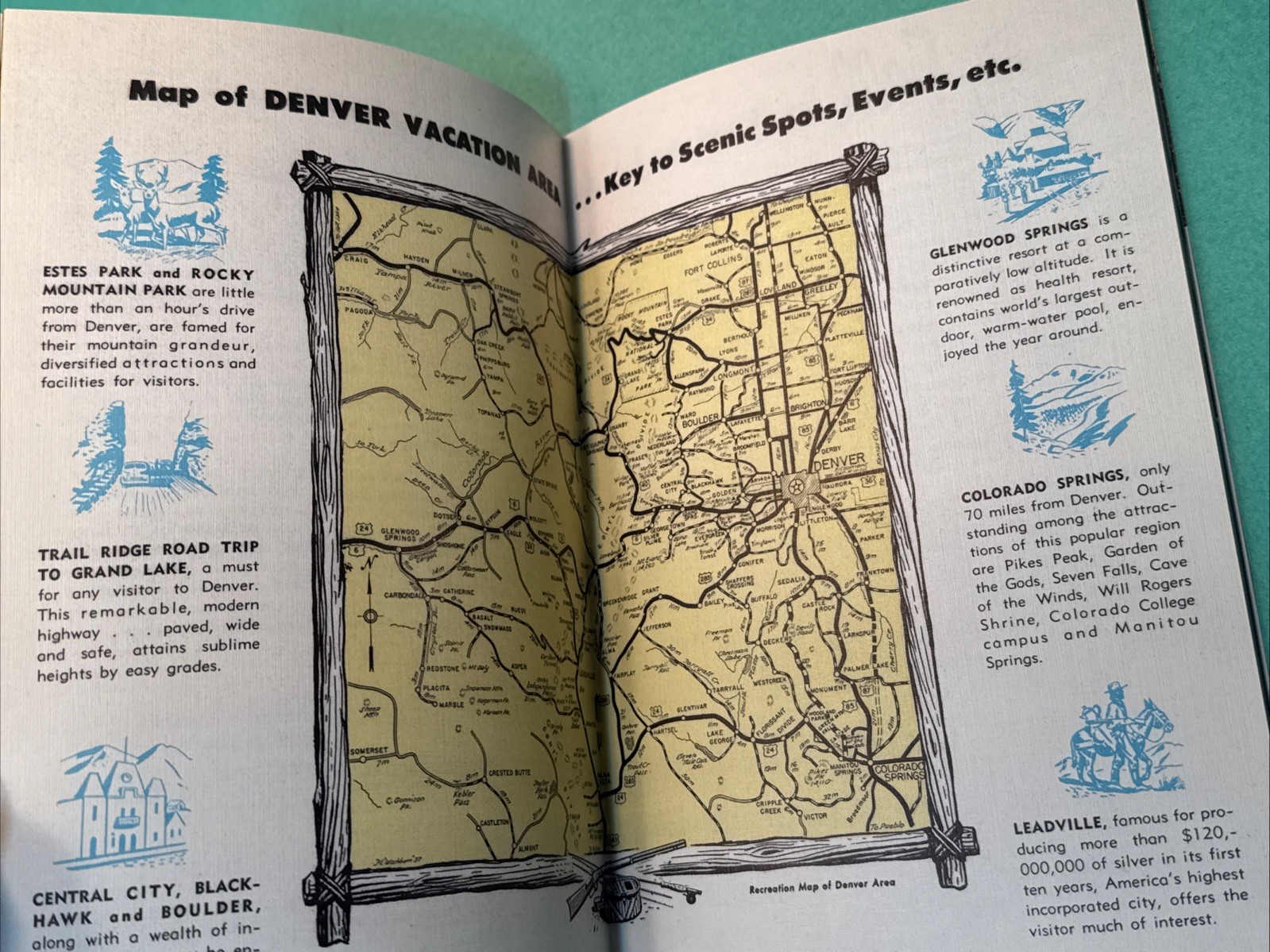 Denver 2 brochures incl Harold Wolfinbarger Pictorial Map 1950’s vintage