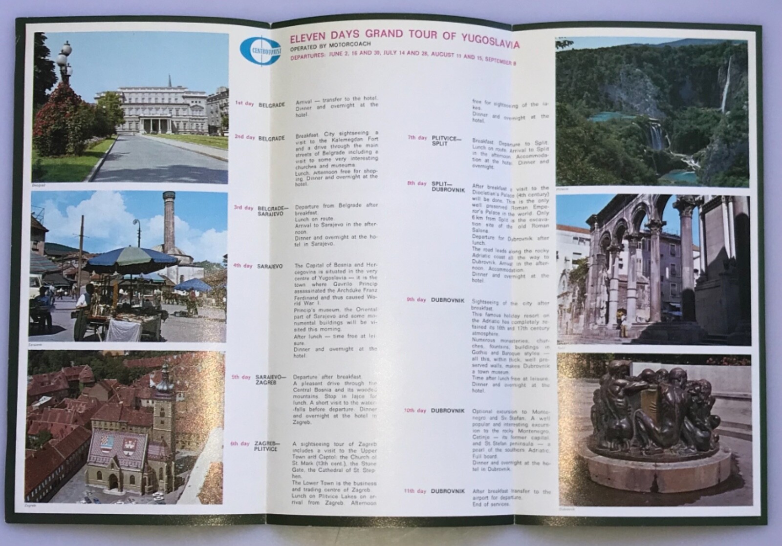 Yugoslavia CentroTourist Motorcoach Tour Brochure VTG Sarajevo Belgrade 60s 70s