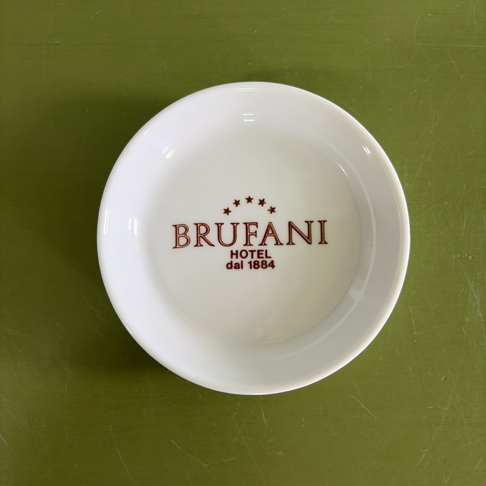Vintage HOTEL BRUFANI Perugia Trinket Dish Italy Porcelain 4” Diameter
