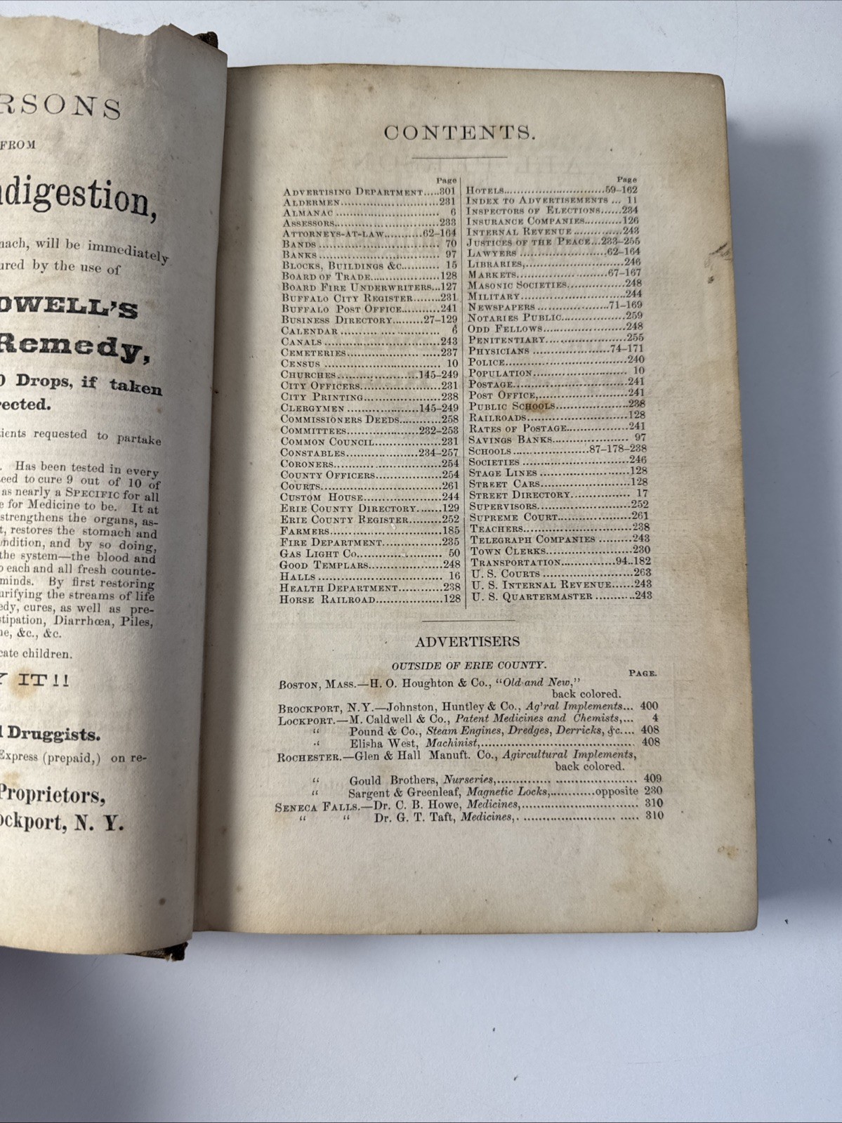 1870 Buffalo & Erie County, New York Directory – Local City History – Antique