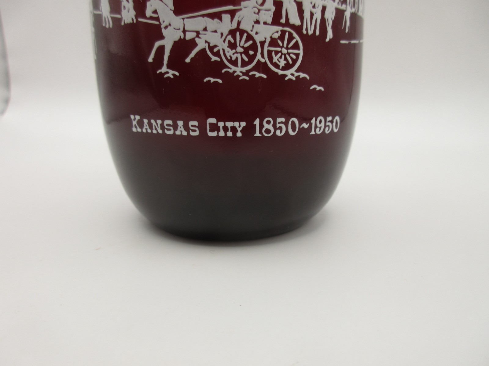 Vtg Ruby Red Glass Tumbler Conventional Hall Kansas City MO 1850-1950 Historical