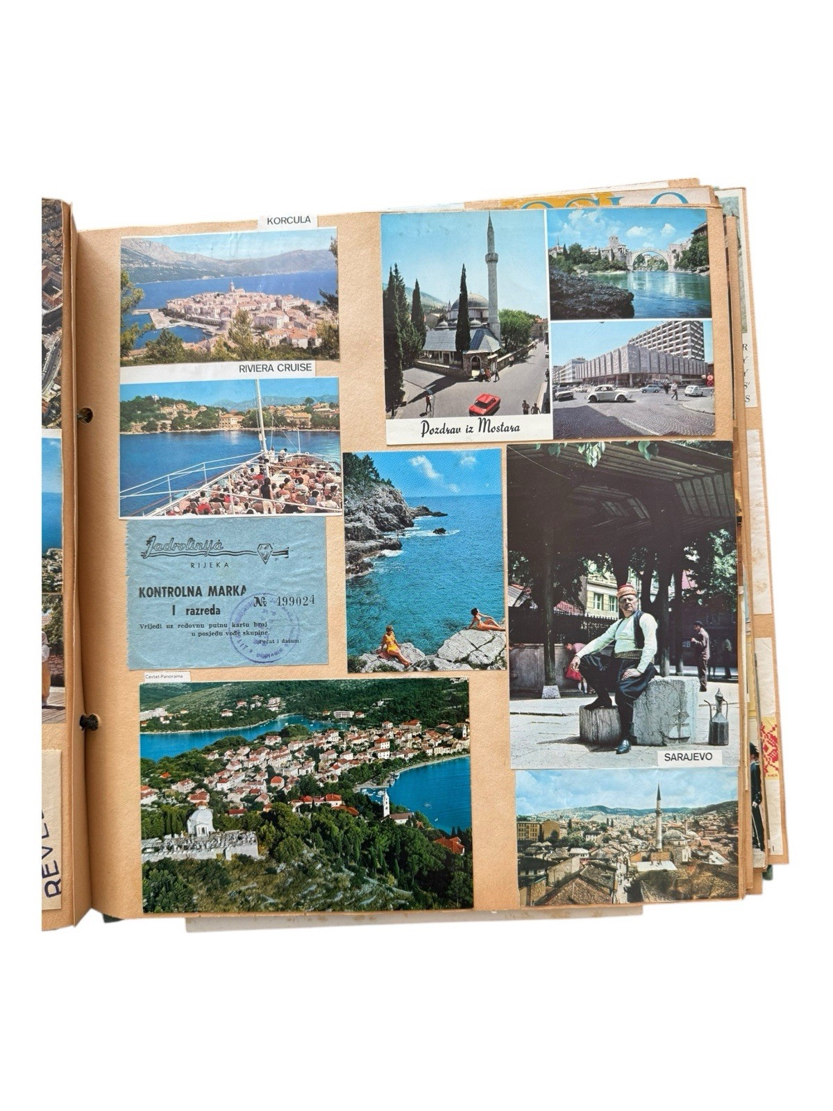 1970’s Eastern Europe & Scandinavia Travel Scrapbook Postcards Stamps Wine Label