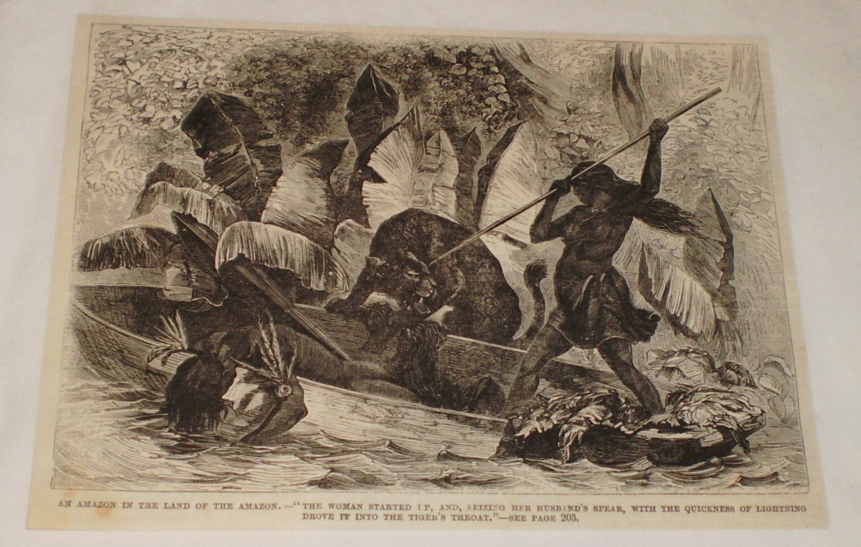 1870 magazine engraving ~ AN AMAZON IN THE AMAZON