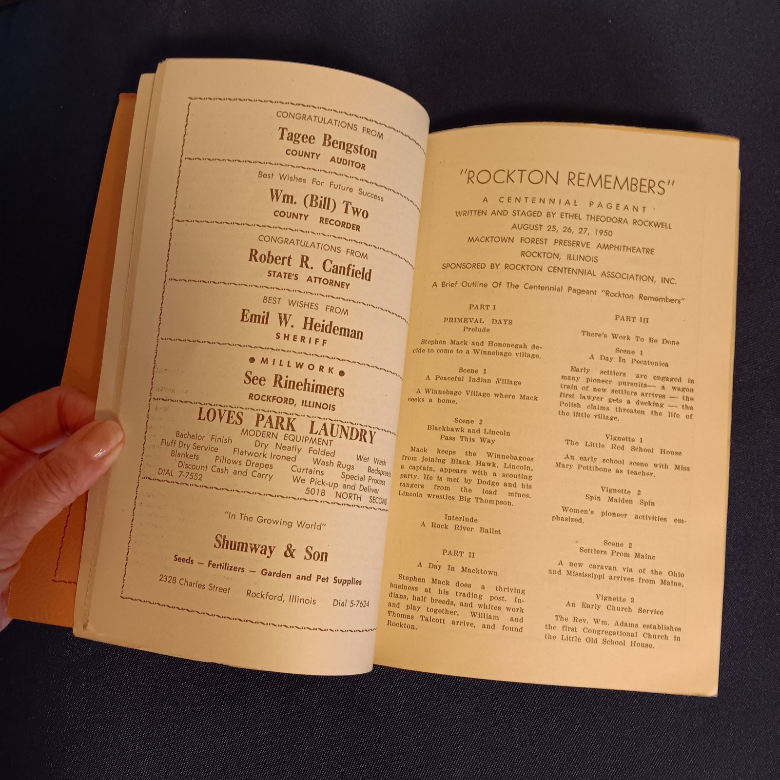 Rockton Il Remembers Centennnial Pageant 1850 – 1950 History Photographs