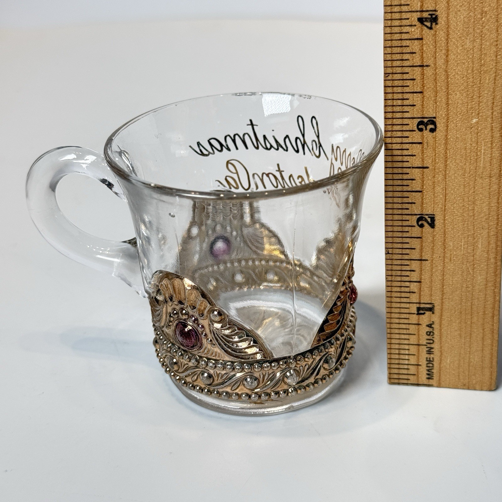 Souderton Pennsylvania PA Antique DEPRESSION Glass Souvenir Painted Trinket Cup