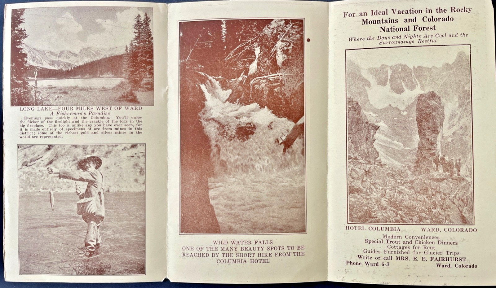 Rare Ward Colorado Folder/Ad For Hotel Columbia 1920s Original