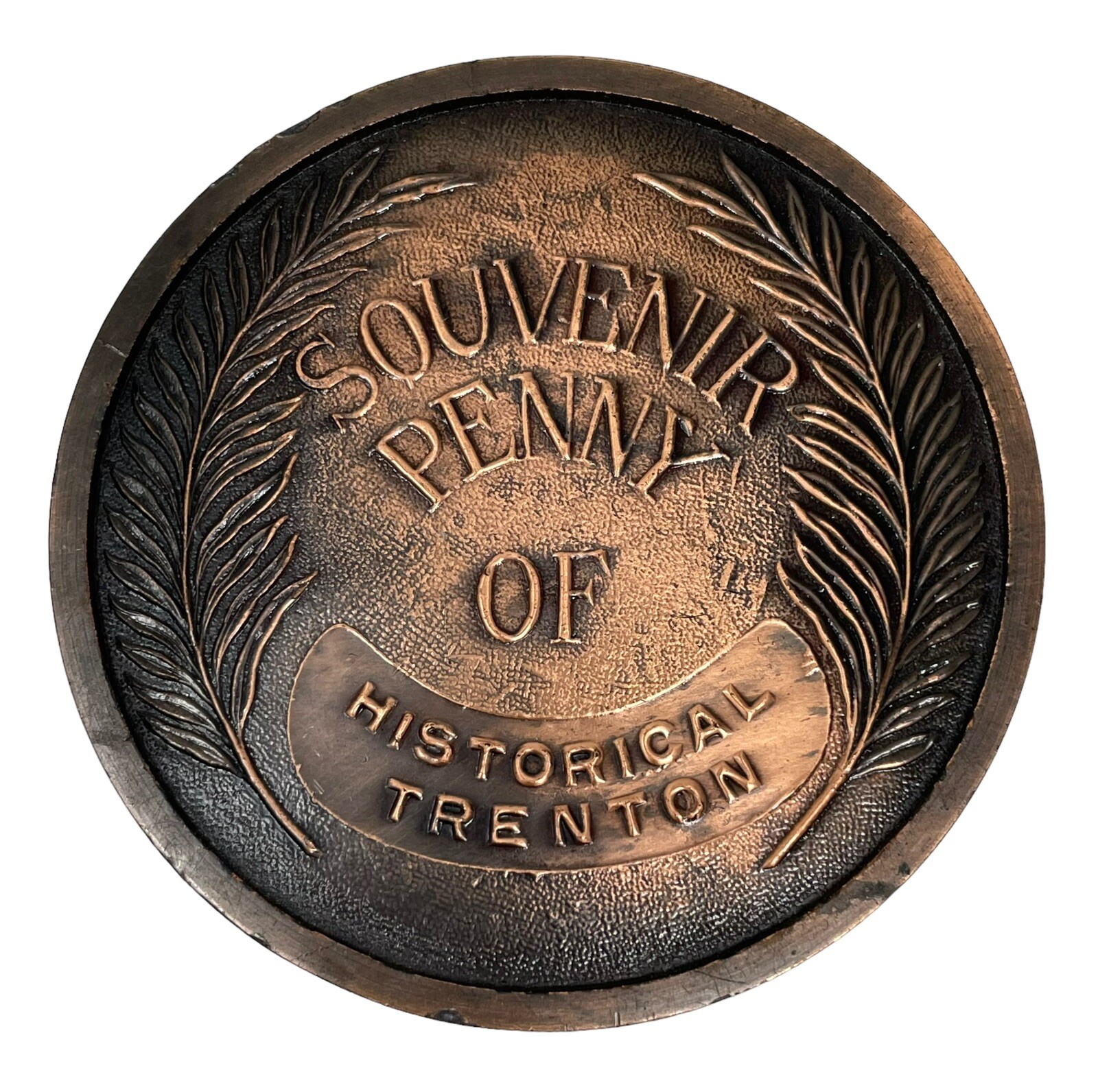 Vintage 3” Large Copper Indian Head Souvenir Penny ~ Trenton NJ