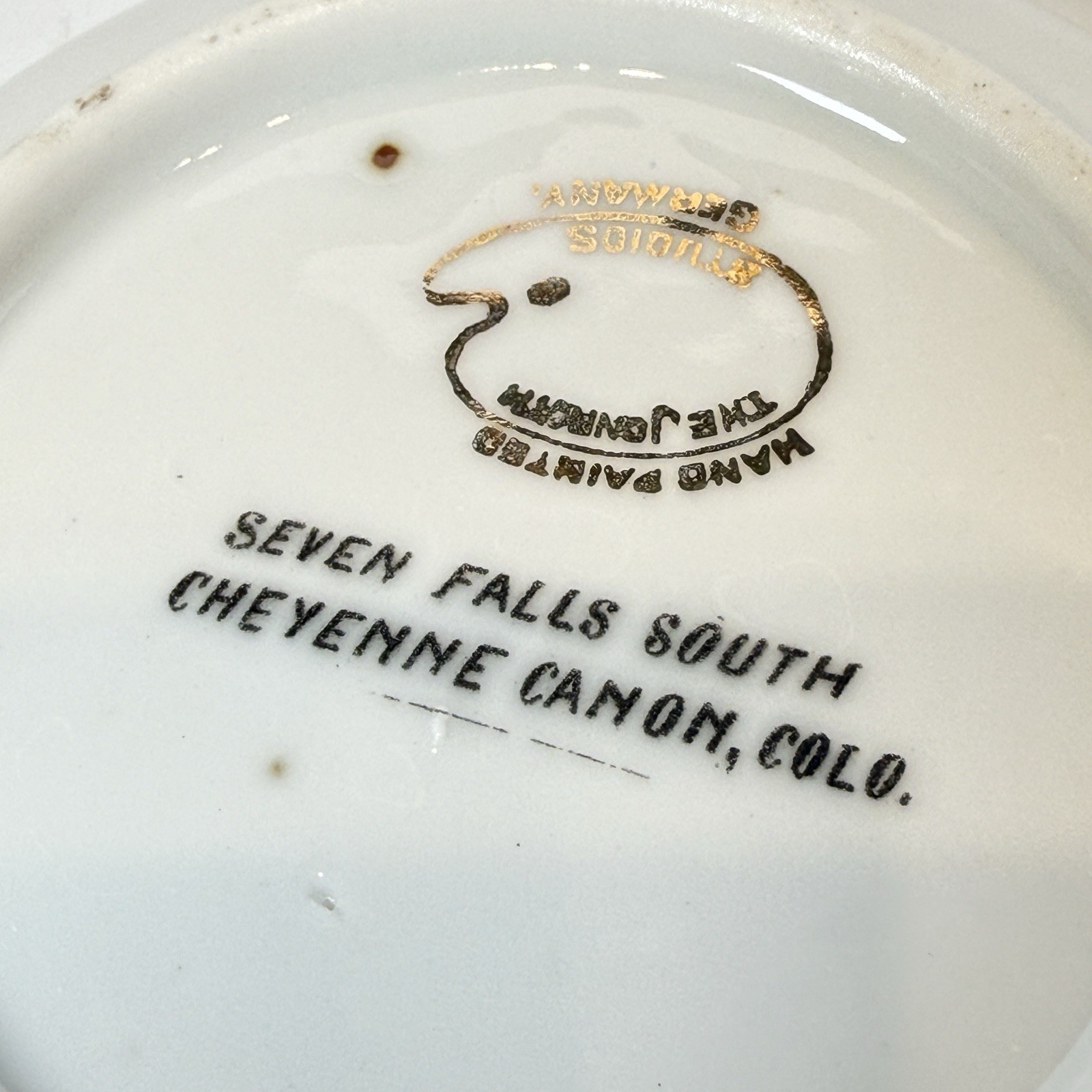 Seven Falls SOUTH CHEYENNE CANNON COLORADO CO Antique Souvenir TRINKET DISH BOWL