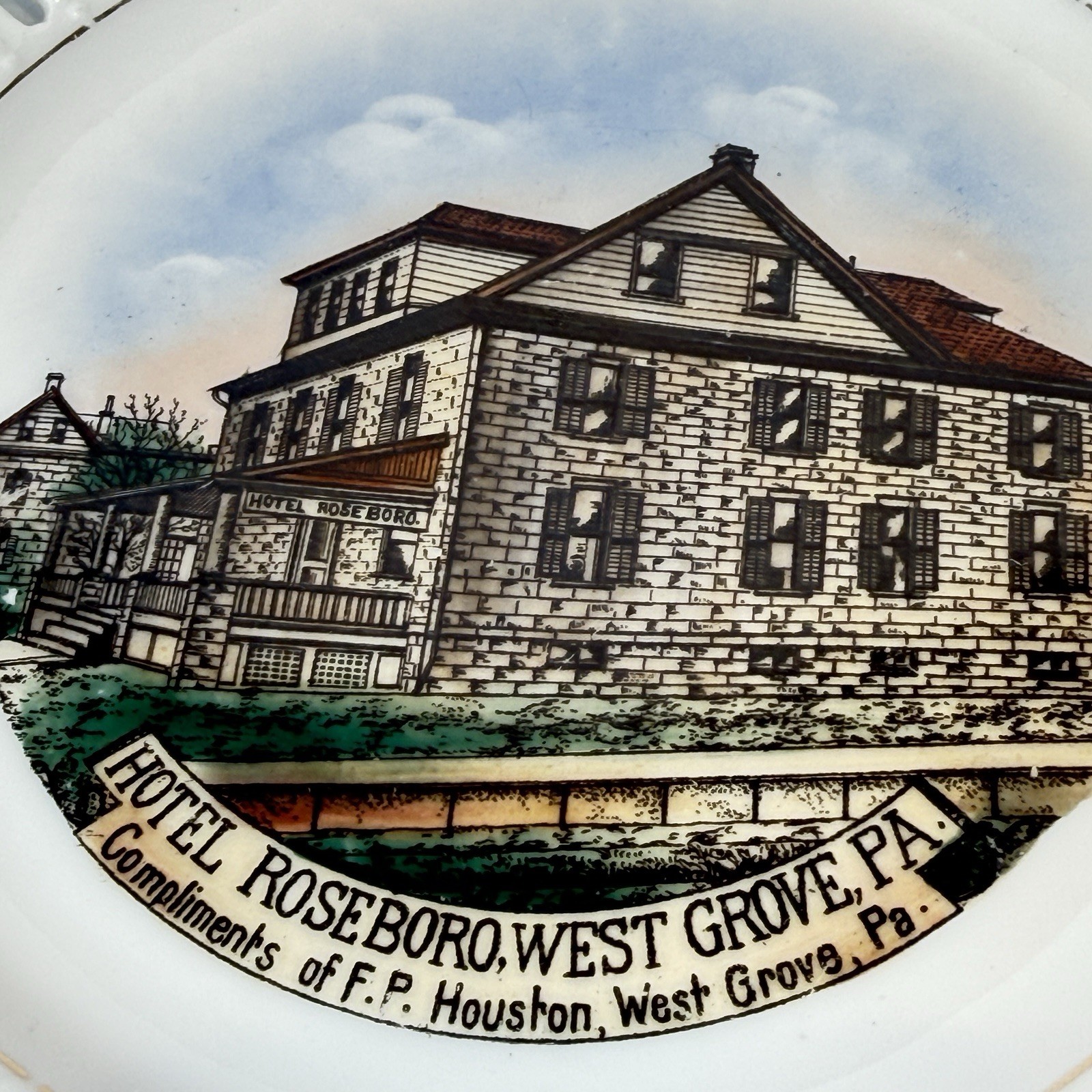 HOTEL ROSEBORO WEST GROVE Pennsylvania PA Antique BAVARIA Souvenir PLATE