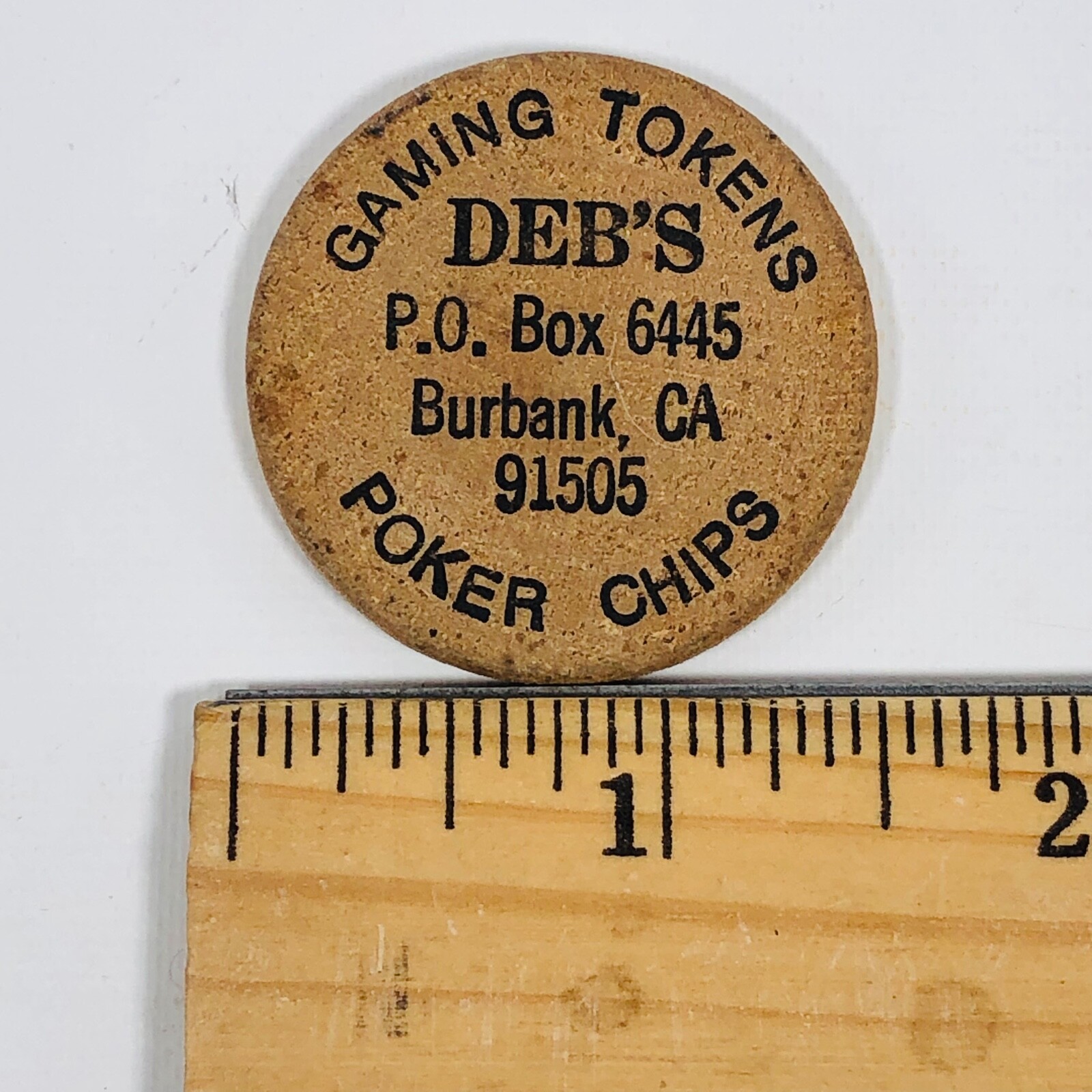 DEB’S GAMING TOKEN Slot Machine Wooden Nickel Gambling Poker Chips Burbank, CA