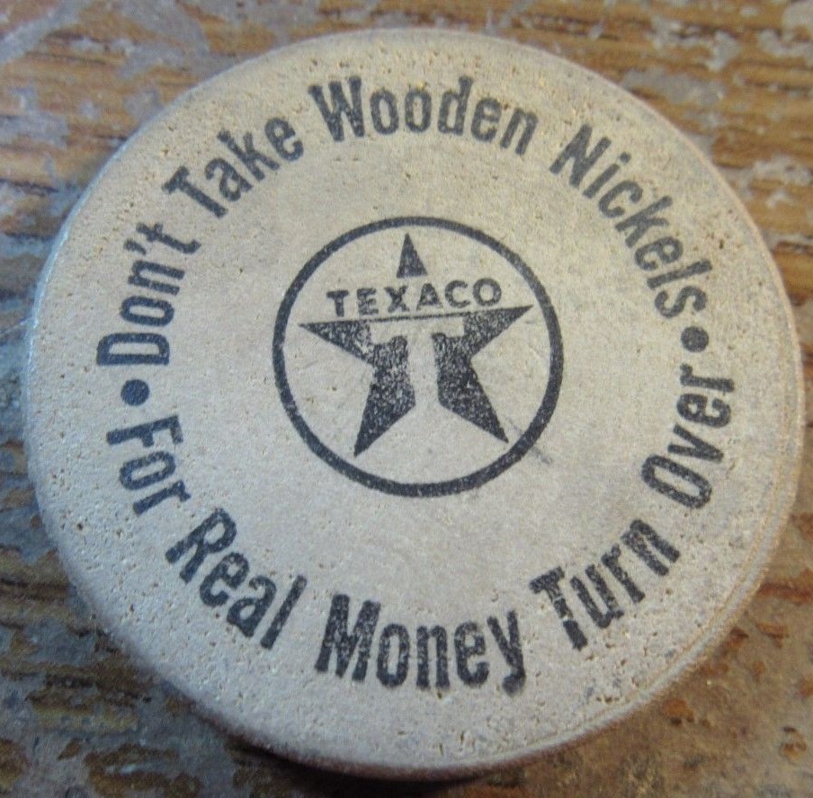 Vintage M&R Texaco 2-1/2c Trotwood, OH Wooden Nickel – Token OH