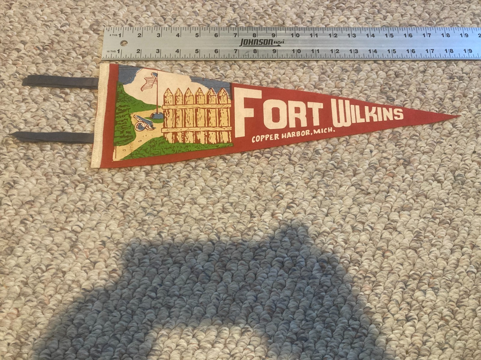 Vintage PENNANT Banner FORT WILKINS COPPER HARBOR MICHIGAN – Fast Shipper