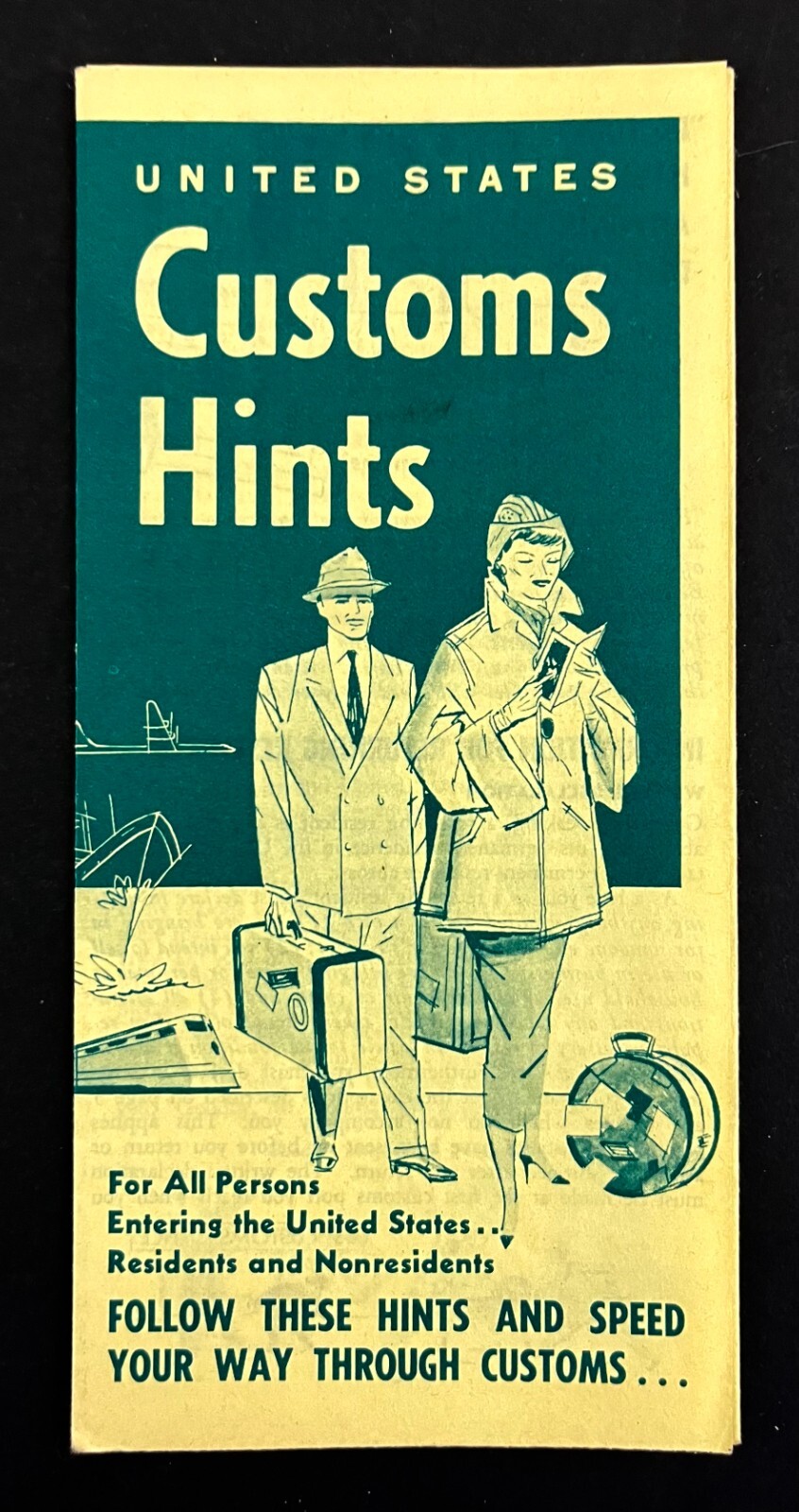 1954 US Customs Hints Entering United States Immigrants Vintage Travel Brochure