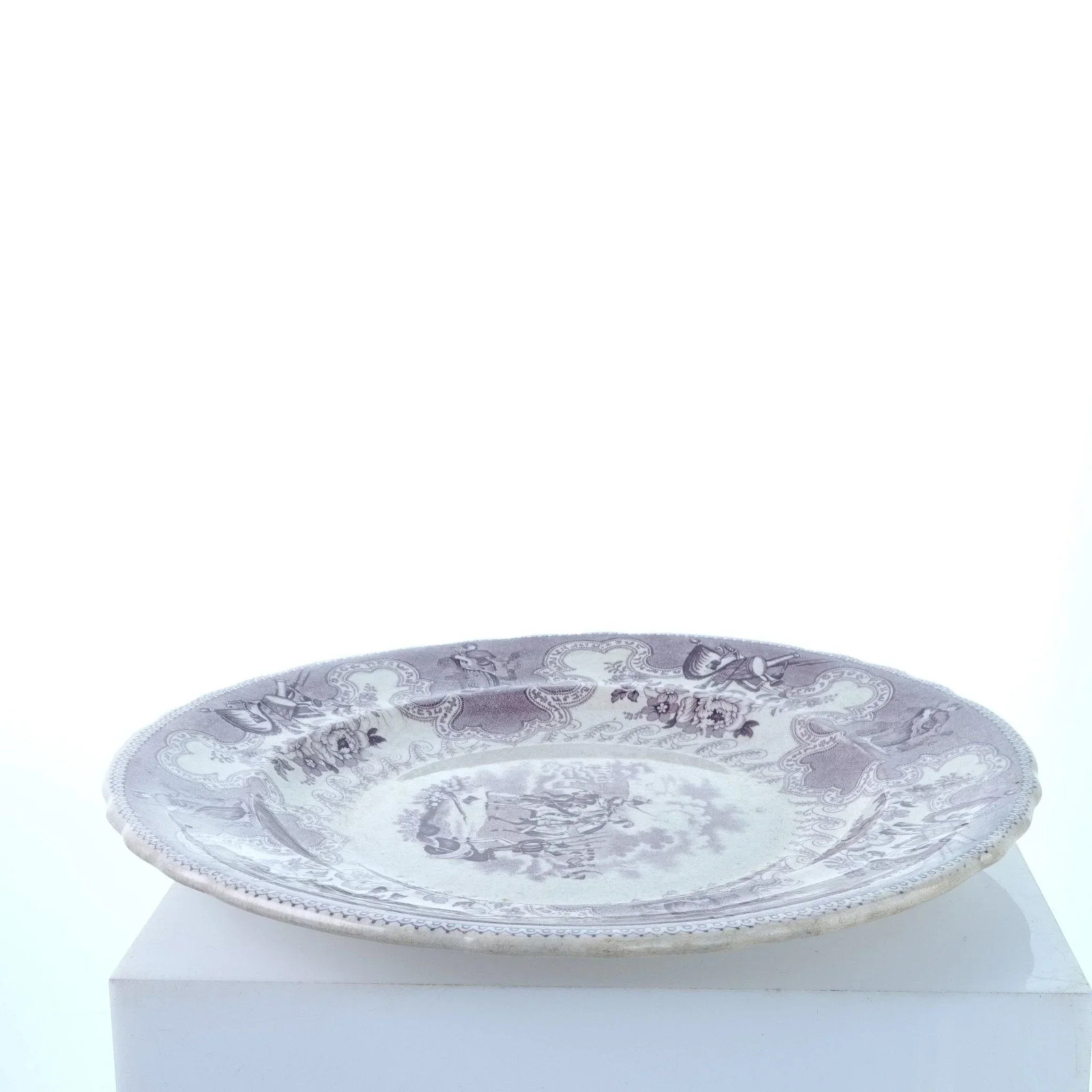 c1850 Texian Campaigne 10.5″ Purple Transferware Staffordshire James Beech H