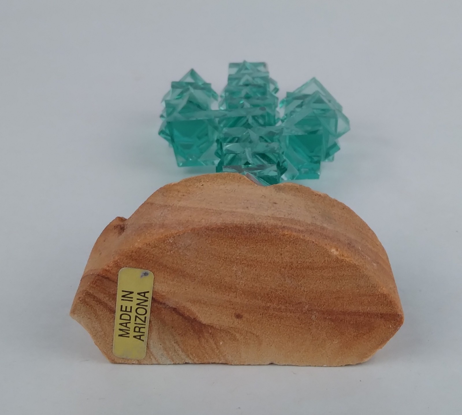Arizona Stacked Saguaro Glass Souvenir Cactus On Red Sand Stone USA Made