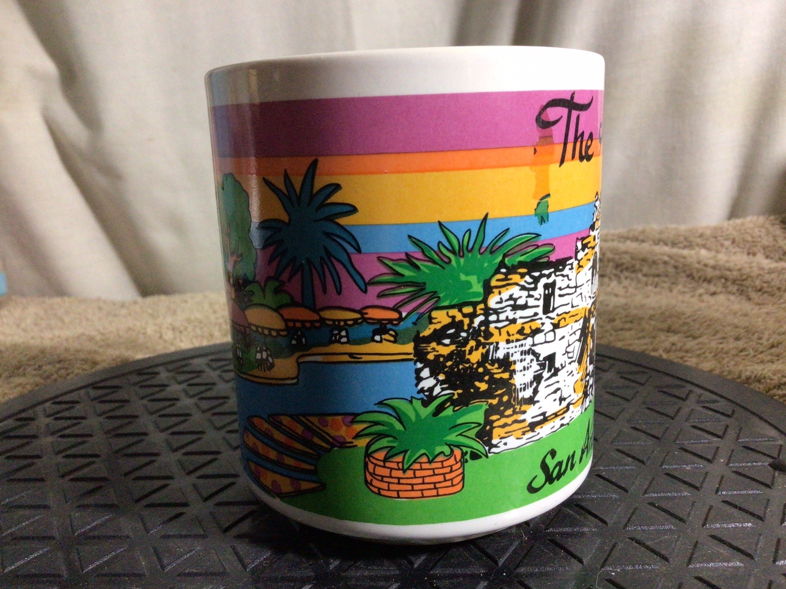 THE ALAMO San Antonio Texas Multicolor Souvenir Ceramic Coffee Mug pre-owned